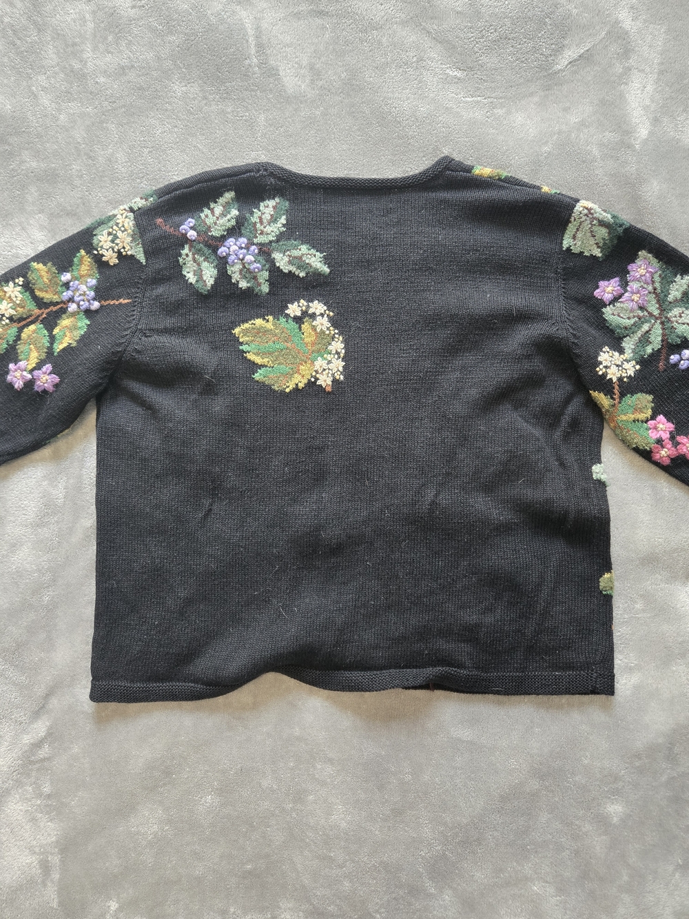 Marisa Christina Vintage Black Embroidered Floral Cardigan Purple & Green - Picture 6 of 10